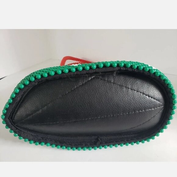 Handmade Red Green White Diamond Pattern Plastic Beaded shoulder Bag - Picture 5 of 8